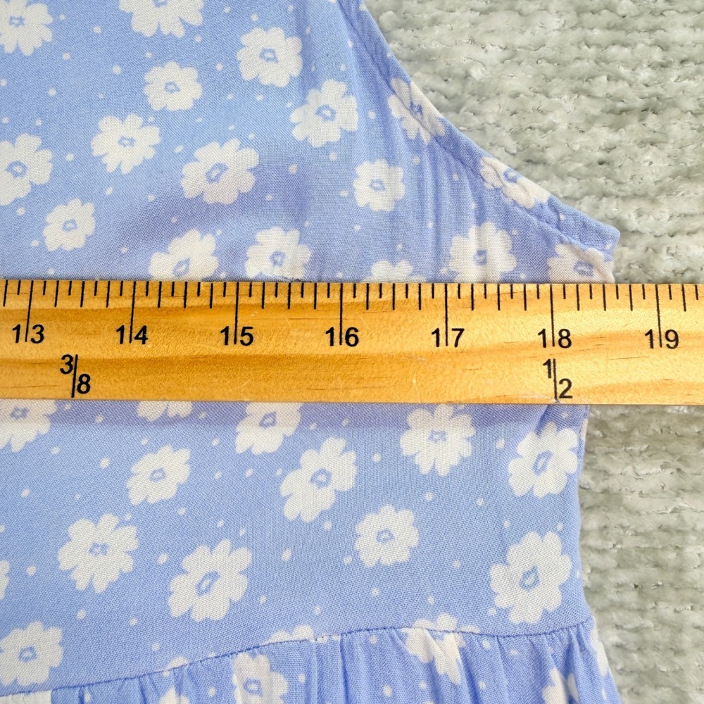 Forever 21 Dress Babydoll Floral Daisy Tie Strap M Blue Summer Mini - Picture 2 of 6